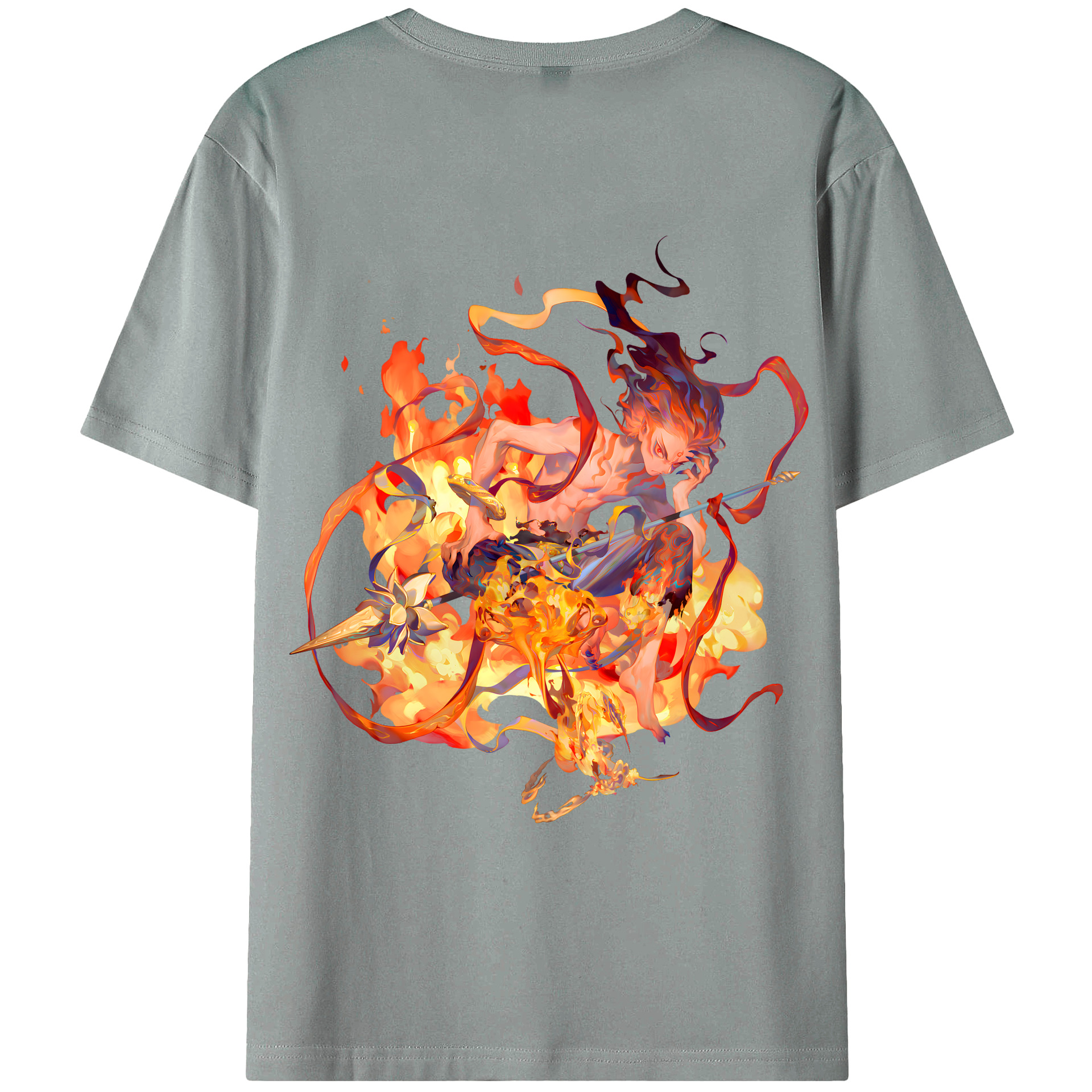 （画像用） Ne Zha 2 ナタ 魔童の大暴れ 綿100％ メンズ半袖Tシャツ（バックプリント） 通気性